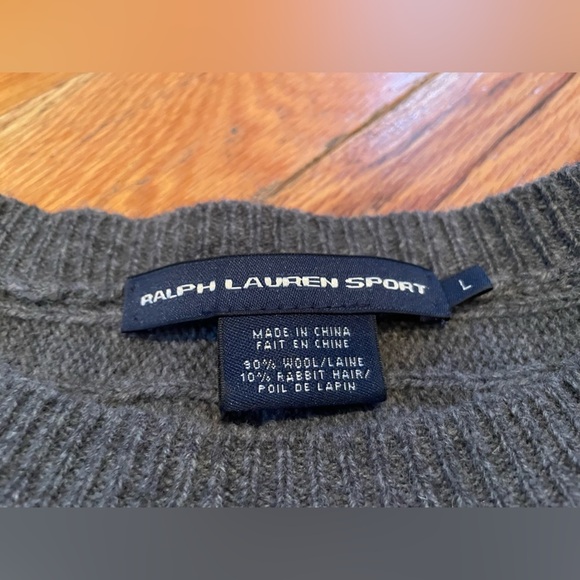 Ralph Lauren Sport Wool Rabbit Hair Gray Cable Knit Sweater Women's Size Large - Picture 2 of 12